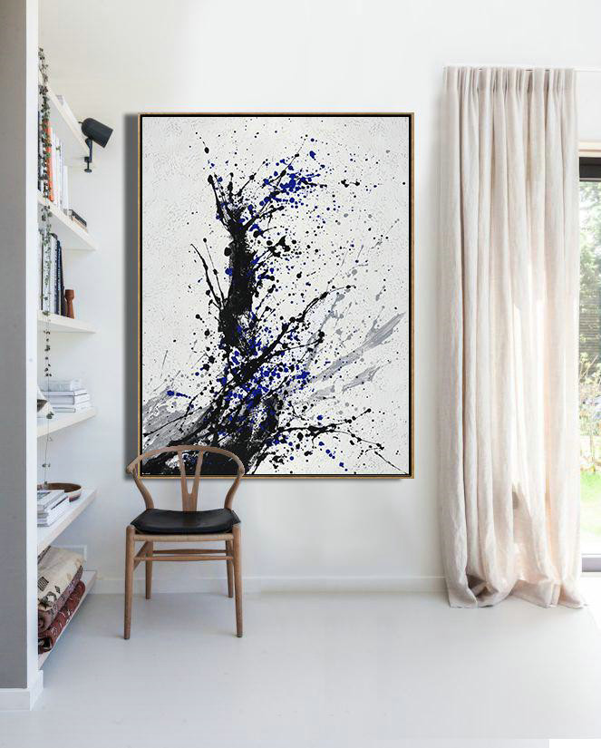 Large Abstract Art Handmade Oil Painting,Hand-Painted Black,Original Abstract Painting Canvas Art